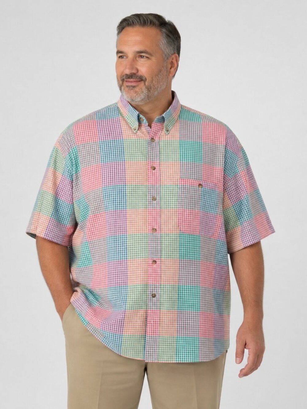 Deep River Trading Seersucker Shirt Mens XXL Pastel Plaid Button Up Cotton Prep